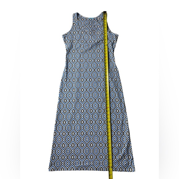 J McLaughlin Catalina Cloth Dress Womens Medium Sleeveless Midi Geo Print Blue - Picture 3 of 5
